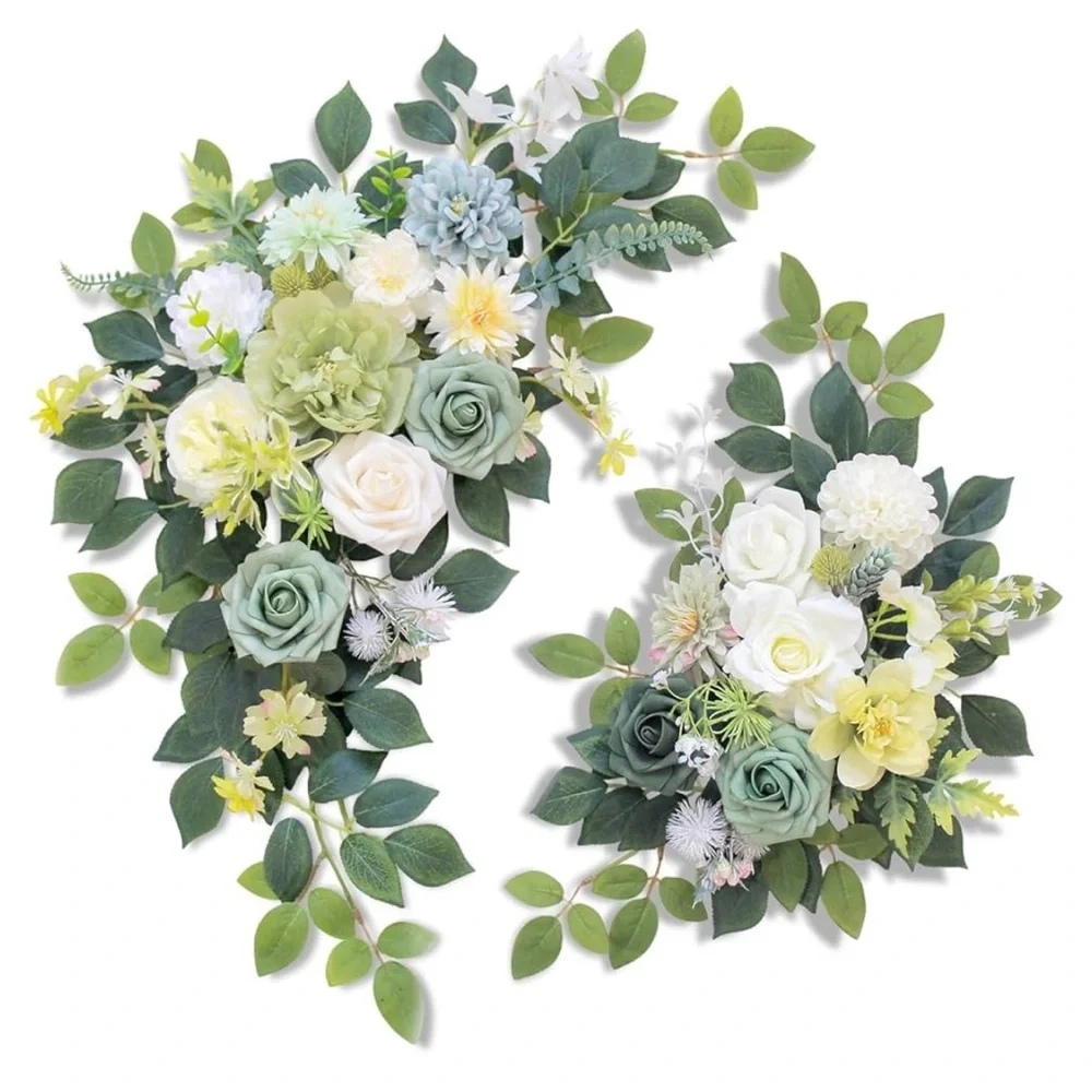 Faux Floral Mixed Bouquet in Cream, Yellow & Sage Green